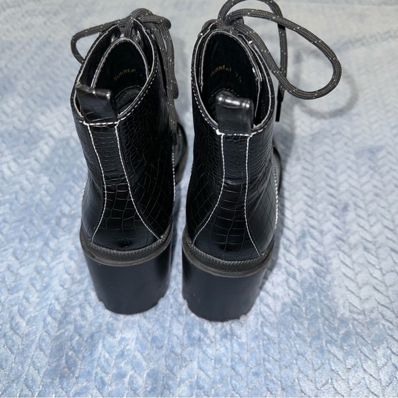 Noir I Said What I Said Dolls Kill Croc Embossed Combat Boots Black Women’s 7.5 - Picture 6 of 10